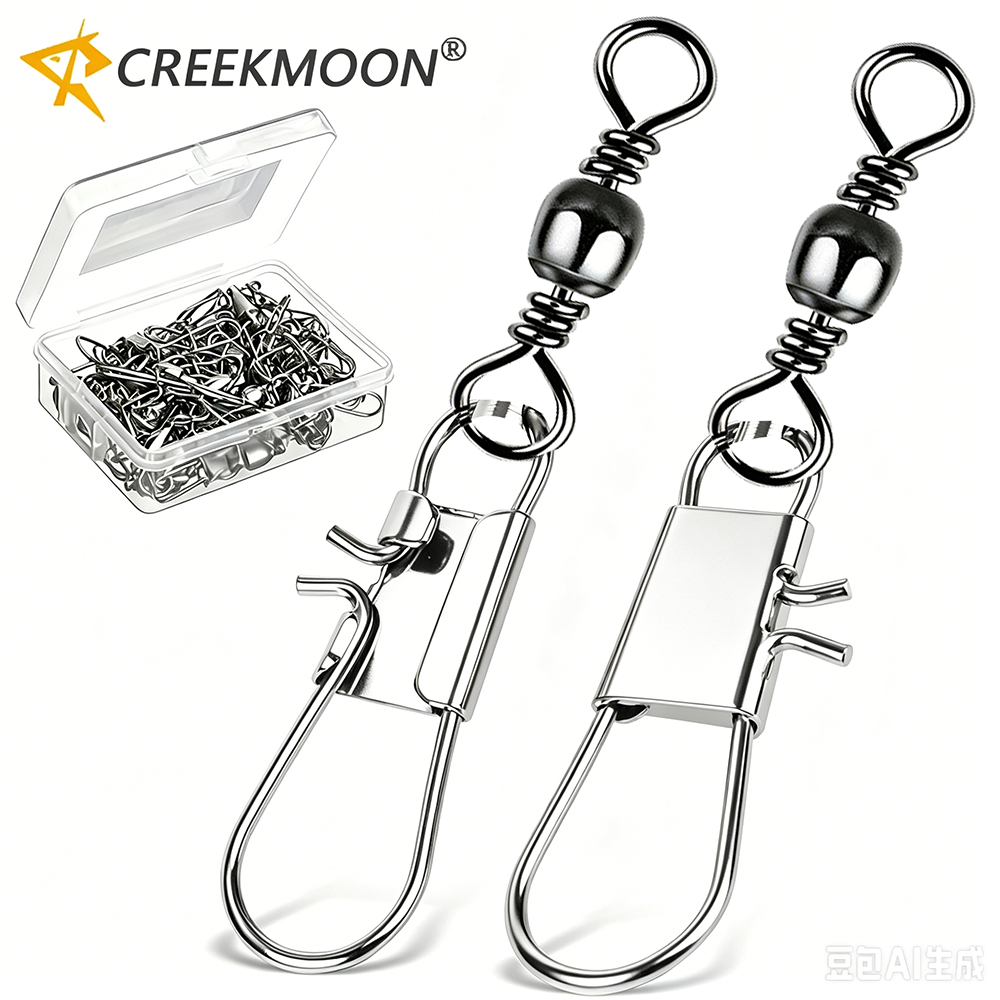 50Pc/box Stainless Steel Swive - Fishing Lure Box review and price